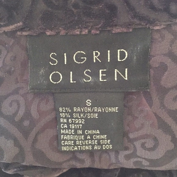 SIGRID OLSEN size Small Silk Velvet Burn-Out Paisley Sexy Elegant WitchyCore - Picture 7 of 8